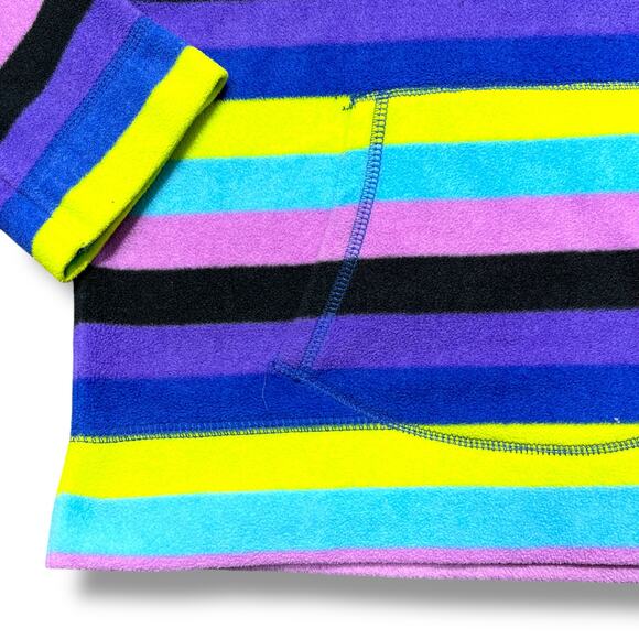 Place Girls Fleece Hoodie Pullover Hooded Sweatshirt Striped Colorful Large - Picture 3 of 7